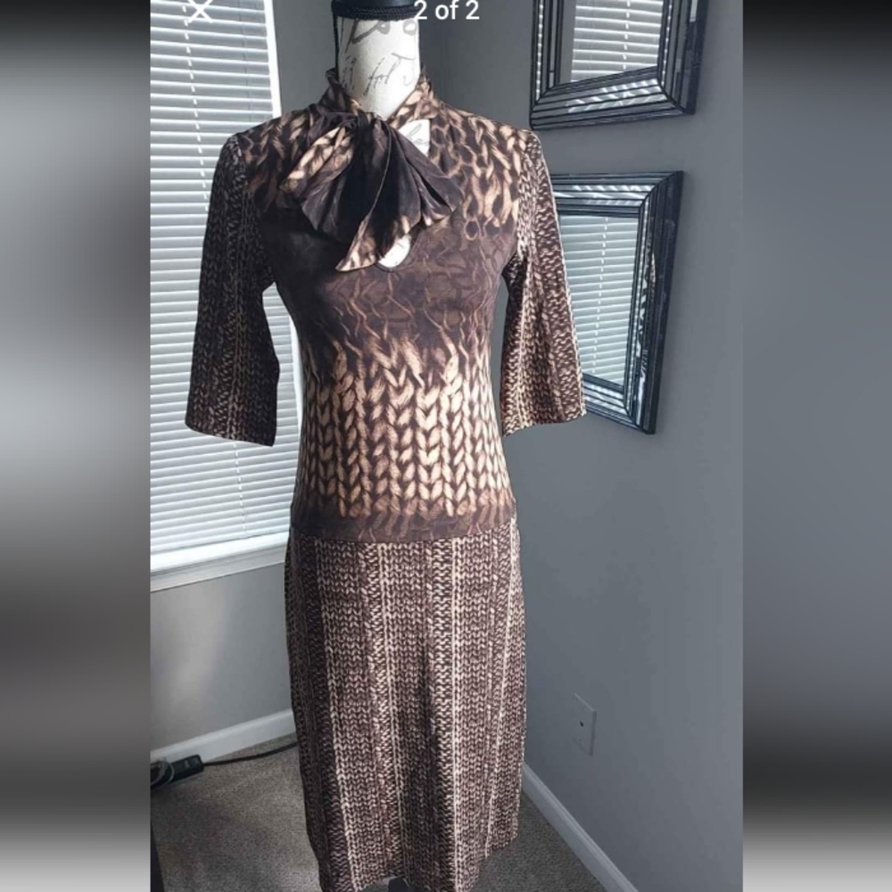 BCBG brown bow dress